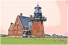 Brick Construction of Block Island SE Light - Digital Painting